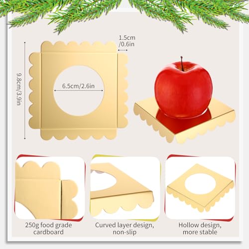 Weysat 100 Pcs Candy Apple Boxes, Gold Base Clear PET with Hole Top - color: Gold