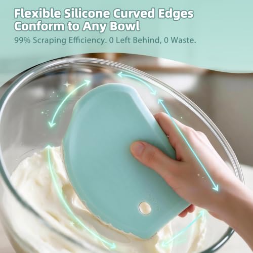 Silicone Dough Scraper with Metal Core Flexible Bowl Scraper Bread Baking - color: Mint Green