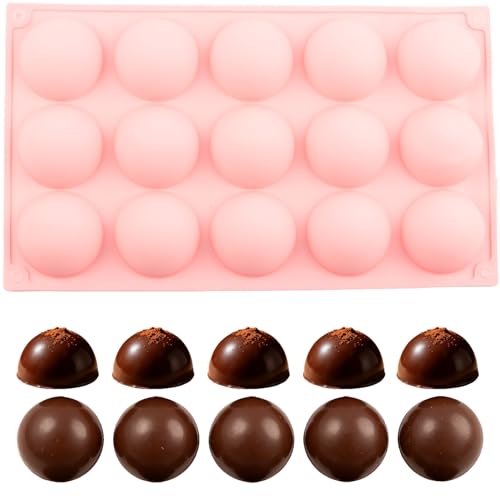 15 Cavity Half Sphere Silicone Chocolate Molds - color: Pink