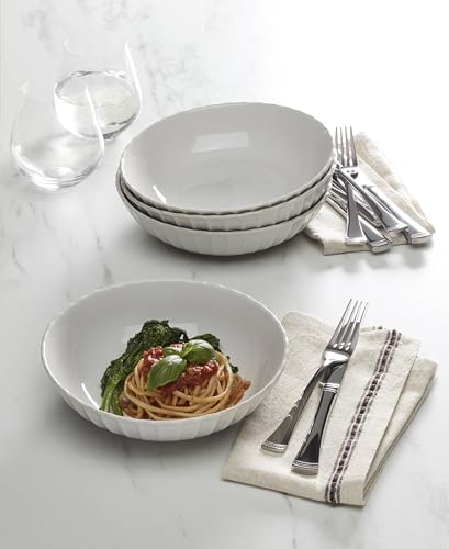 Lenox French Perle Scallop White Stoneware Pasta Bowl Set for 4, 36oz - color: White, style: Pasta Bowls, Set of 4