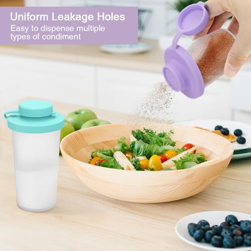 SOPHICO 3.2 & 4.5oz Salt and Pepper Shaker,With Moisture Proof Silicone Lid - color: purple & blue, Medium & Large