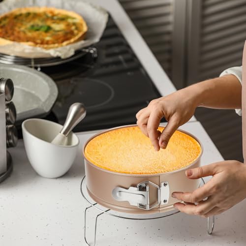 4 Pcs 8 Inch Nonstick Springform Cheesecake Pan with Removable Bottom - color: Champagne Gold, size: 8 Inch