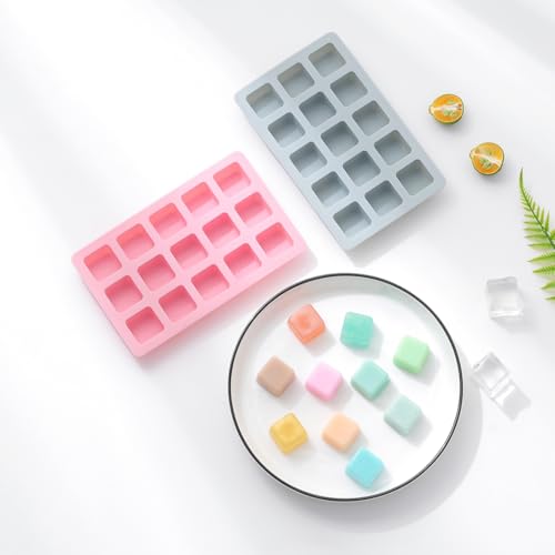 2-Pack Square Shape Candy & Chocolate Silicone Molds, Non-stick, Pink - size: Square