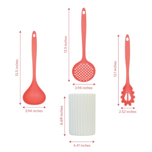 Glad Kitchen Utensils Set, 8pcs - Nonstick Cooking Tools with Utensil Holder - Nylon Spoon, Ladle, Skimmer, Spaghetti Server, and Turner Spatula Set - Dishwasher Safe, Rust - color: Rust, size: 8-piece Set