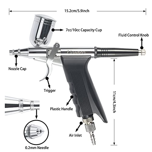 Airbrush Trigger Gun with 0.2 mm Needles 7 CC & 10 CC Cup - color: 166TH 0.2mm Airbrush Kit