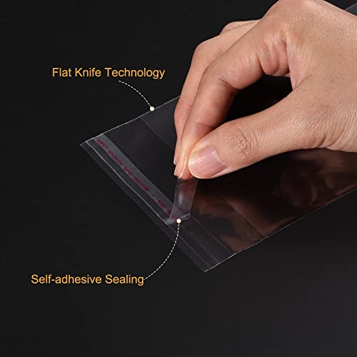 uxcell 100Pcs Clear Cello Bags, 4" x 12" Plastic Self Sealing OPP Cello Treat Bags Cello Poly Bags for Packing Cookies Candy Jewelry Gifts, Clear