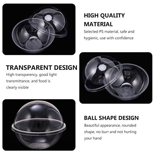 Cabilock Transparent Ball Shape Cake Container 6-Inch Portable Round Plastic Dessert Carrier Dome for Mousse Cake Storage 10-Pack - size: 500ml