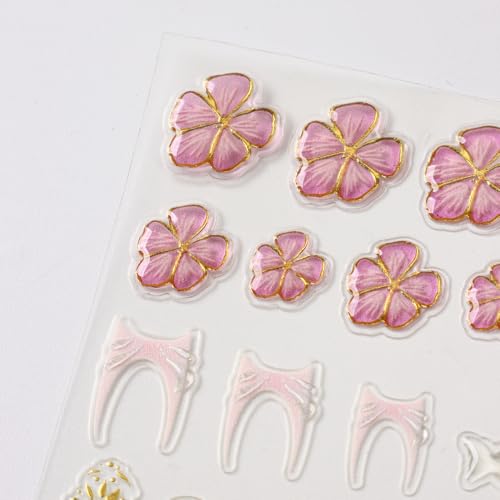 Stickers para Uñas Nail Stickers Self-Adhesive Sticker Gold Pink 3D Flower Embossed Calcomanías para Uñas Colorful Floral Art Design Accessories Hight Quality 3 Sheets - color: 3d Flower Style10