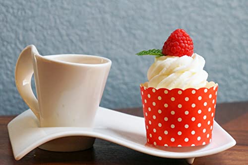 Paper Baking Cups (Polka Dots), Greaseproof Disposable Cupcake Liners (Red, Large Cups (50-Pack)) - color: Red