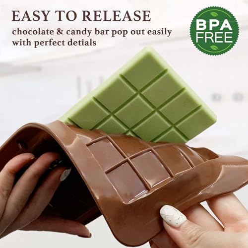HKNMTT Chocolate Bar Molds Silicone Classic 4 Pack, Snap Candy Bars Making Mould Set, BPA Free Soy Candle Wax Melt Durable Mold Easy Release Non-Stick for Protein and Energy DIY Handmade Gifts - style: Thin Chocolate Bar 4PCS