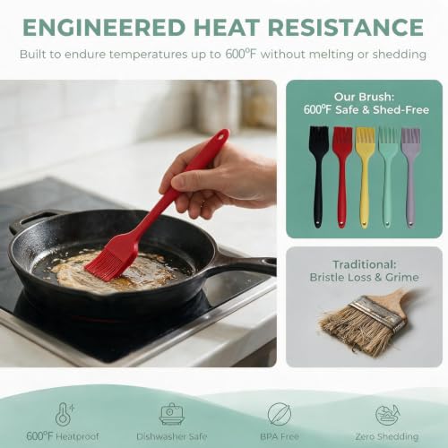 Silicone Basting Brush 5Pcs, One-Piece Pastry Brush, Bpa Free - size: Large(10.07" x 1.73" x 5 Pcs)