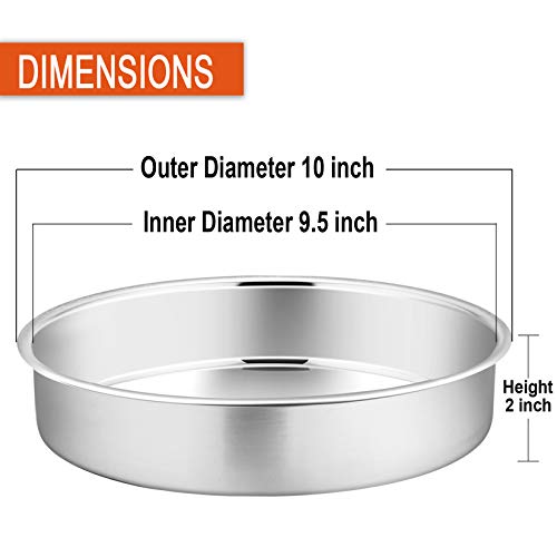 P&P CHEF 9.5 Inch Cake Pan, Stainless Steel Round Cake Pans, Silver & 4 Pcs - color: Silver, size: 9.5 Inch