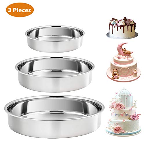 P&P CHEF Cake Pan Set of 3, 8" + 9.5" + 11" Round Baking Layer Cake Pan Tin - size: 8" + 9.5" + 11"