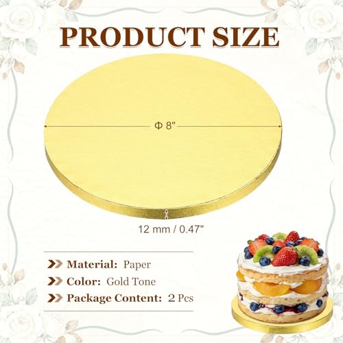 uxcell Cake Boards, 8 Inch Round Cake Drums, Gold Tone, 2 Pcs - color: Gold Tone, size: 8 Inch