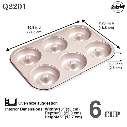 Donut Pan Cake Mold, 6-Cavity Non-Stick Ring Doughnut Bakeware for Oven Baking (Champagne Gold) - size: 6 Cavity Round