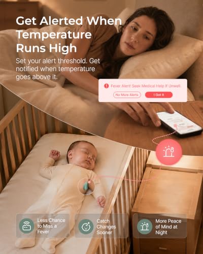 Momcozy Wearable Digital Thermometer for Baby, Continuous App Monitoring