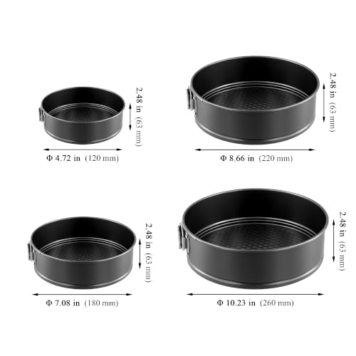 4 PCS Nonstick Springform Cake Pan Set, 4 7 9 10 Inch, Removable Bottom - size: 4+7+9+10 Inch