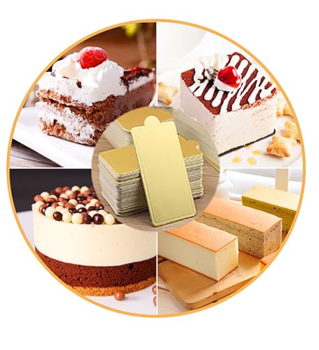 YYaaloa 100pcs Mini Rectangular Golden Cake Boards Mousse Cupcake Base Paper Plates Rectangular Dessert Board Base for Cake DIY, Baking Dessert Party Wedding Birthday (Rectangular, 100pcs) - color: Rectangular, size: 100pcs