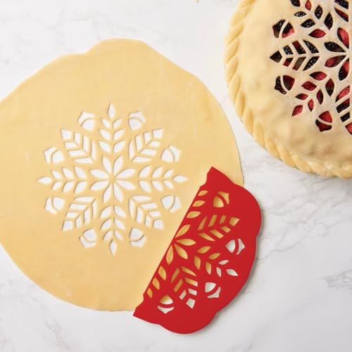 Talisman Designs Pie Top Cutter | Pie Crust Cutter | Pie Decorating Tools | Pie Pastry Baking Accessories | Stencil Crust Cutout | 10-Inch | Autumn Design | Red - style: Pie Top Cutter - Autumn