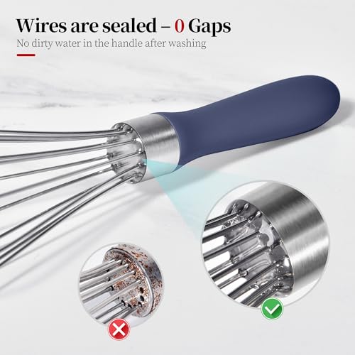 18/8 Stainless Steel Cooking Balloon Whisk (Small, Midnight Blue) - color: Midnight Blue, size: Small, 9.06in