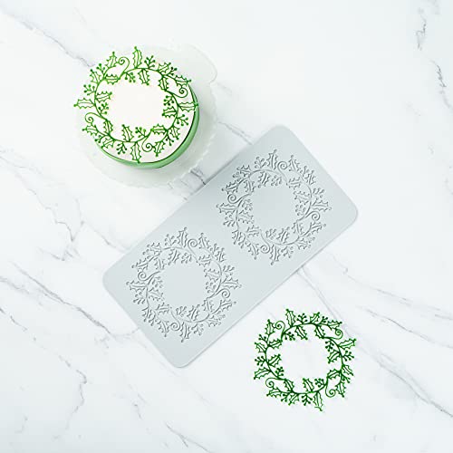 Restaurantware Pastry Tek Fondant Impression Mat 1 Reusable Fondant Embosser - Autumn Leaf Halo Pliable Gray Silicone Cake Impression Mat Dishwashable For Cake Decoration - style: Autumn Leaf Halo