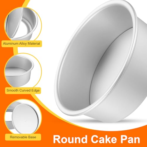 HARFINGTON 2Pcs Round Cake Pan with Removable Loose Bottom 5" Small Cheesecake Pan Anodized Aluminum Nonstick Baking Pan for Wedding Birthdays Party Event - color: Silver Tone, size: 5"