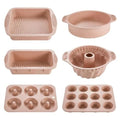 6-Piece Silicone Baking Set, Nonstick Silicone Bakeware Set - color: Pink