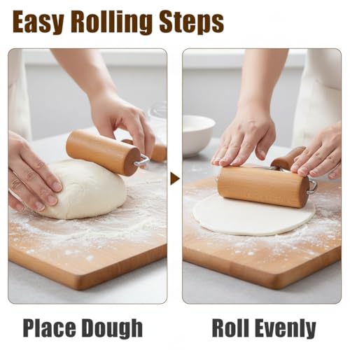 Small Rolling Pin, Pizza Dough Roller, Non Stick Wood Pastry Roller, Kitchen Wooden Rolling Pins for Baking Cooking Cookie Bread Tortilla Dumpling Fondant Clay (Style 2) - size: Style 2
