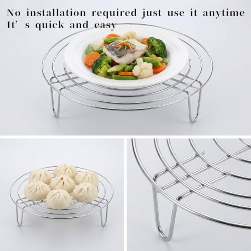 Round Steamer Rack and Cooling Rack, 7.8 Inch Heavy Duty Stainless Steel
