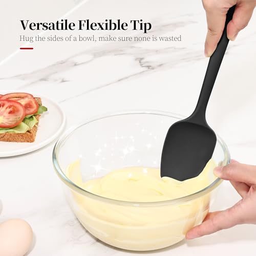 600ºF Heat Resistant Silicone Spoon Spatula for Cooking, Black - color: Black, size: 11.34in - Spoon Spatula