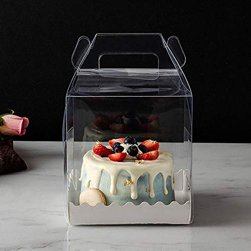 10Pcs Clear Cake Boxes Carrier Packaging for 4 Inch Cake Transparent Gift Box Plastic Cupcake Candy Display Boxes Portable Single Cake Containers for Wedding Birthday Parties Baby Shower Favors