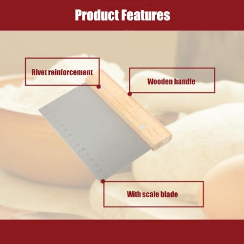 4 PCS Bench Scraper, Scraper Food Tool,Dough Scraper and Pastry Cutter With Scale,Food Chopper Baking Supplies Kitchen Gadgets (Brown) - color: Brown