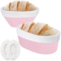 2 Pcs Banneton Bread Proofing Basket with Liners, Pink - color: Pink
