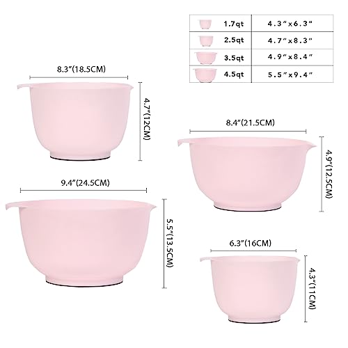 BoxedHome Mixing Bowls Set of 4, BPA Free Plastic,Microwave Safe, Pink - color: Pink