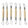AUXBC 6Pcs Wooden Handle Double Ended Modeling Tools Set, Versatile Sculpting Tools for Clay, Fondant, Cake, Ceramic, Dough, Plasticine, Plaster, Wax