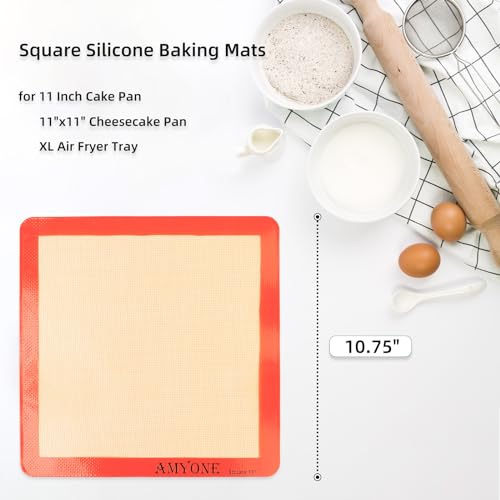 AMYONE 11x11 Silicone Baking Mat, Square Air Fryer Liner, Platinum, 2 Pack - size: 10.8"L x 10.8"W