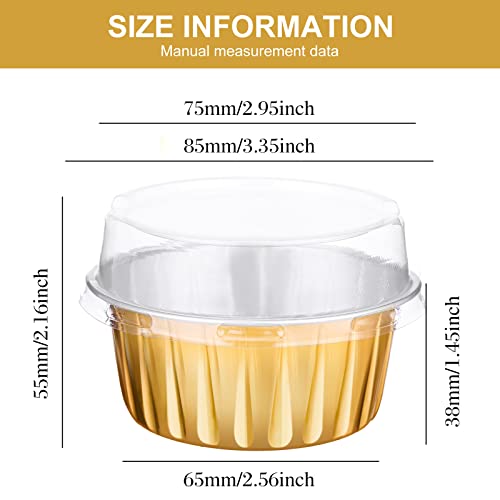 200 Pack Aluminum Cupcake Liners with Lids,Gold,Plain - color: Gold, style: Plain