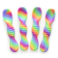 PrimaStella Silicone Chew Spoon Set for Babies and Toddlers | Safety Tested | BPA Free | Baby Spoon 6 Pack (Neon Rainbow) - color: Neon Rainbow
