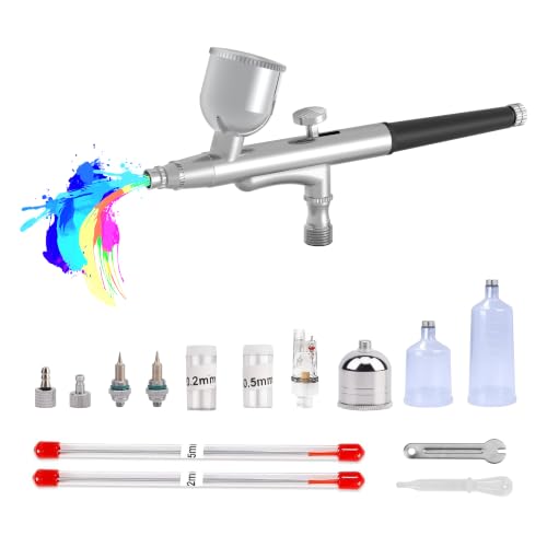 Gocheer Airbrush Gun with Dual-Action & Adjustable Flow Control 0.2/0.5,B - color: Black