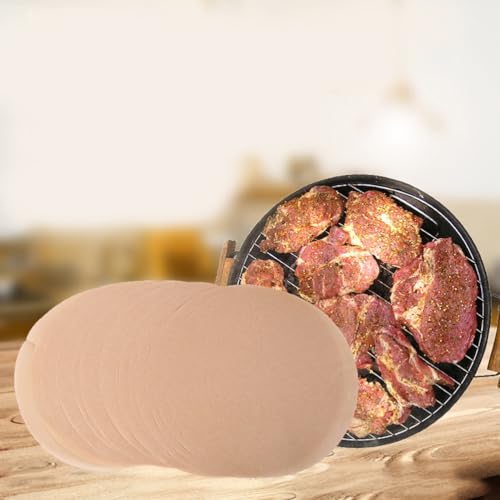 Hemoton 8.5 Inch Round Parchment Paper Liners Bbq Paper Sheets for Baking Steaming Oven and Microwave Use Double-Sided Waterproof Oil Proof Non-Stick 100 Count