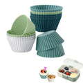12pcs Silicone Cupcake Baking Cups,Reusable Muffin Liners,Lunch Box Divider - color: 12pcs in Navy,Dusty Blue,Green,White