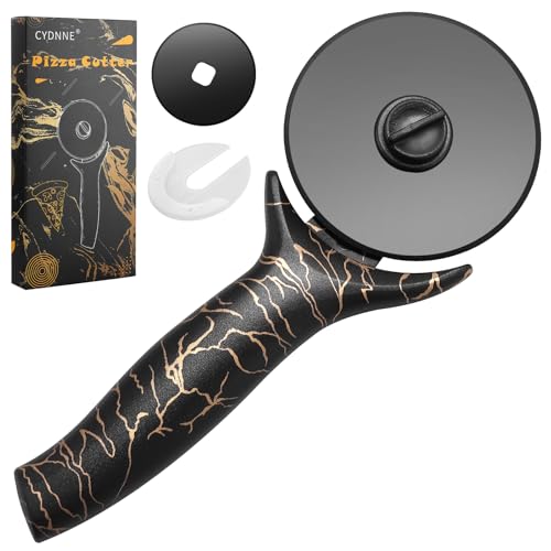 Pizza Cutter Wheel - Removable Blade, Easy to Clean, Non-Slip Grip - color: Black