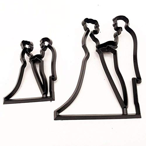 EORTA Set of 9 Fondant/Cookie Cutter Couples Silhouette Gumpaste Flowers Sugar Craft Mold Cake Decorating Tools for Husband and Wife, Wedding Birthday Valentine's Party, Bridegroom Bride Theme - size: Bridegroom and Bride