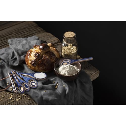 6pcs Measuring Spoons Set, Hardwood Pakkawood, Navy Blue - color: Navy Blue 6pcs