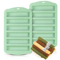QELEG Granola Bar Mold, 2 Pcs 6-Cavity Rectangle, Green