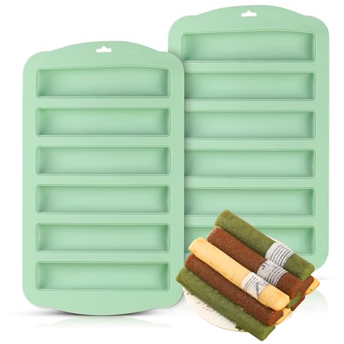 QELEG Granola Bar Mold, 2 Pcs 6-Cavity Rectangle, Green