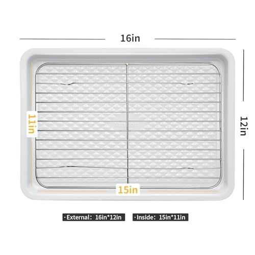 Nonstick Ceramic Baking Sheet With Rack, 2-Pack 15x10 Jelly Roll Sheet Pan, Non-Toxic, PTFE & PFOA Free, Warp-Free, Oven Safe 550°F, Dishwasher Safe, Aluminized Steel, Gray Yellow - size: 2-Pack Medium 10" x 15"