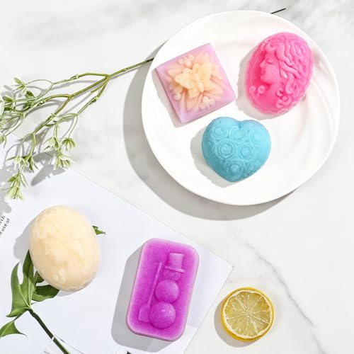 SJ 3D Silicone Craft Mold Set, 2-Pack 4-Cavity Soap & Craft Molds - color: Purple+Blue / 3D Flower Pattern