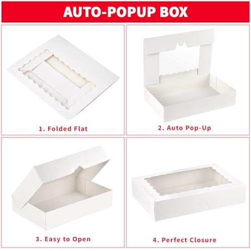 Bakery Boxes with Window, 12x8x2.5 Inches, 20 Pack - color: 12 x 8 x 2.5 Inch
