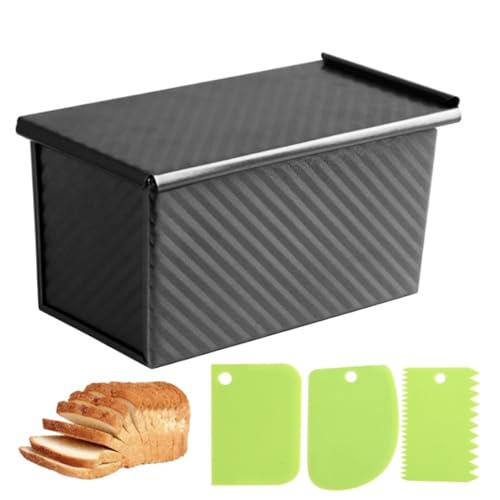 Pullman Sandwich Bread Loaf Pan with Lid, Nonstick Aluminized Steel - color: Black, size: 8.3inch